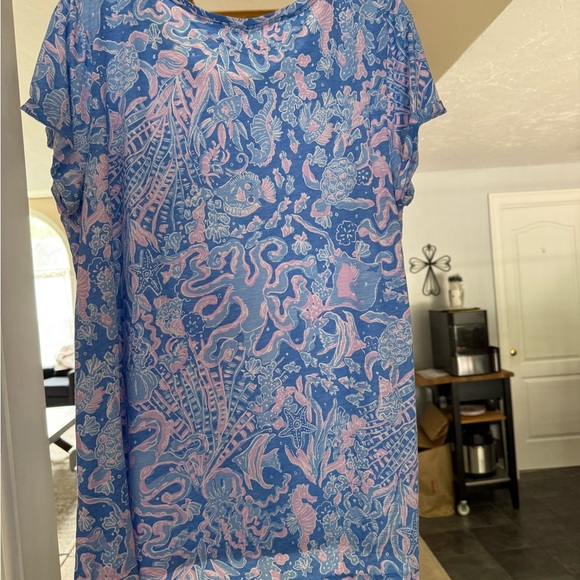 Lilly Pulitzer Etta Scoop Neck Tee XL EUC - Picture 2 of 3